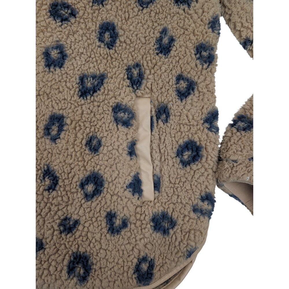 Abercrombie & Fitch Half-Zip Sherpa Fleece, Tan Animal Print, Size: XS - Picture 4 of 8